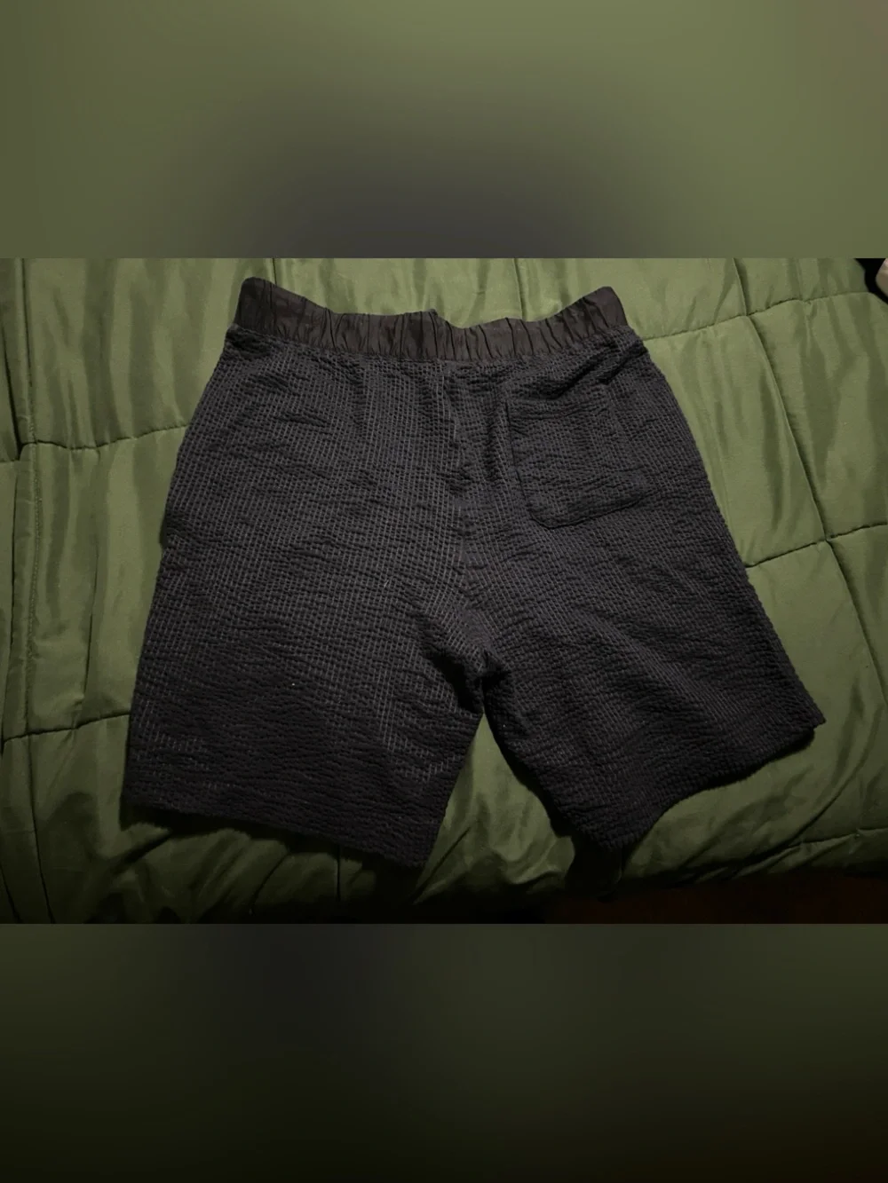 Zara Man Black Textured Athletic Waffle Shorts
